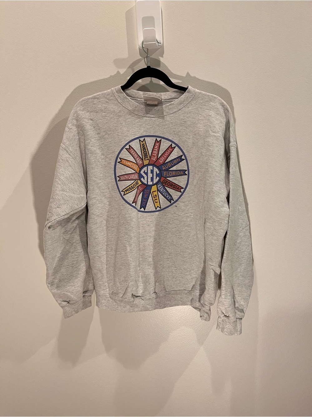 Hanes Gray Crewneck Sweatshirt with Multicolor SEC Emblem